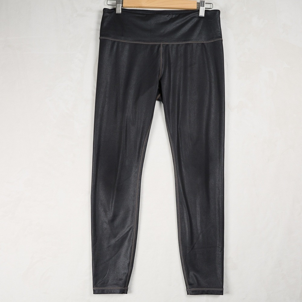 Athleta High Rise Leggings Black Metallic Shimmer Size Medium